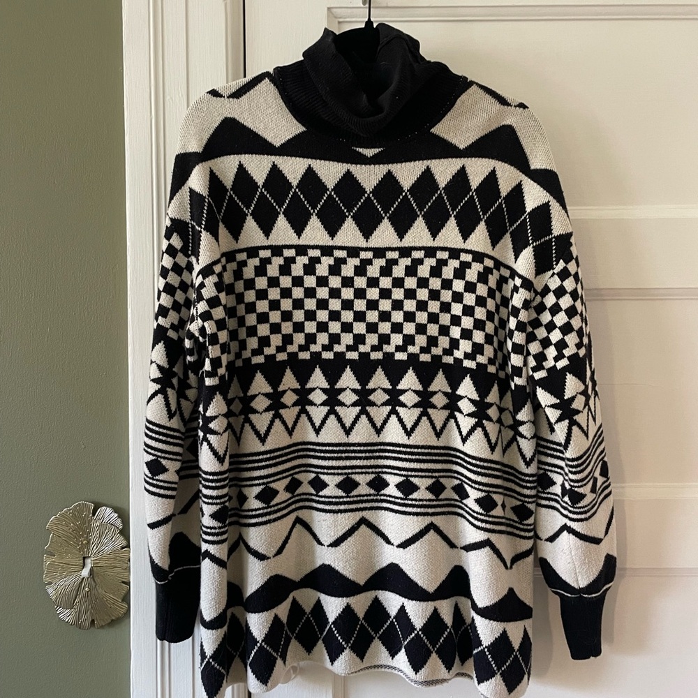 Urban Outfitters Black and White geometric print turtleneck sweater